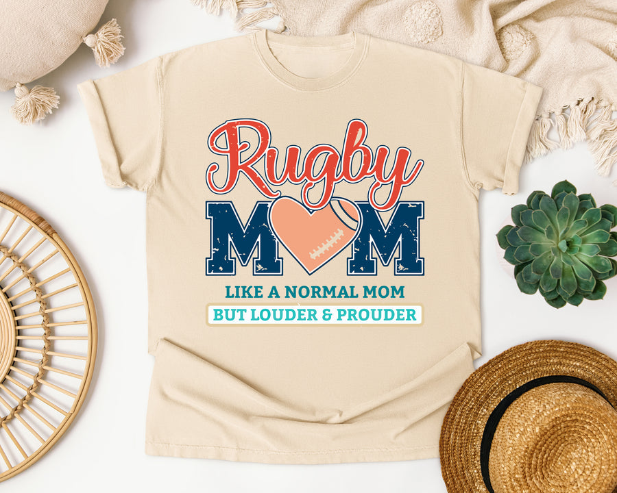 Rugby Mom Like A Normal Mom But Louder And Prouder graphic tee in Ivory