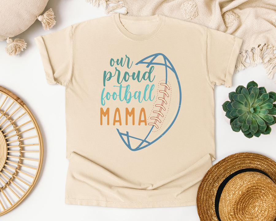 Our Proud Football Mama graphic tee in Ivory