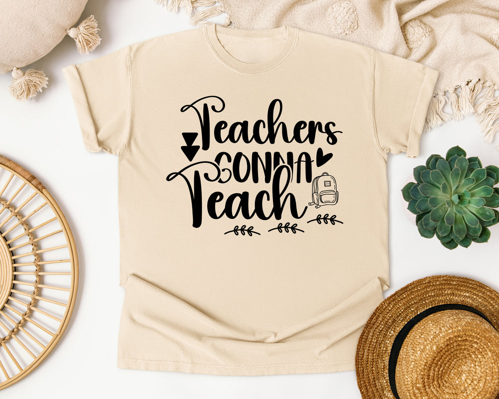 Teachers Gonna Teach Backpack graphic tee in Ivory