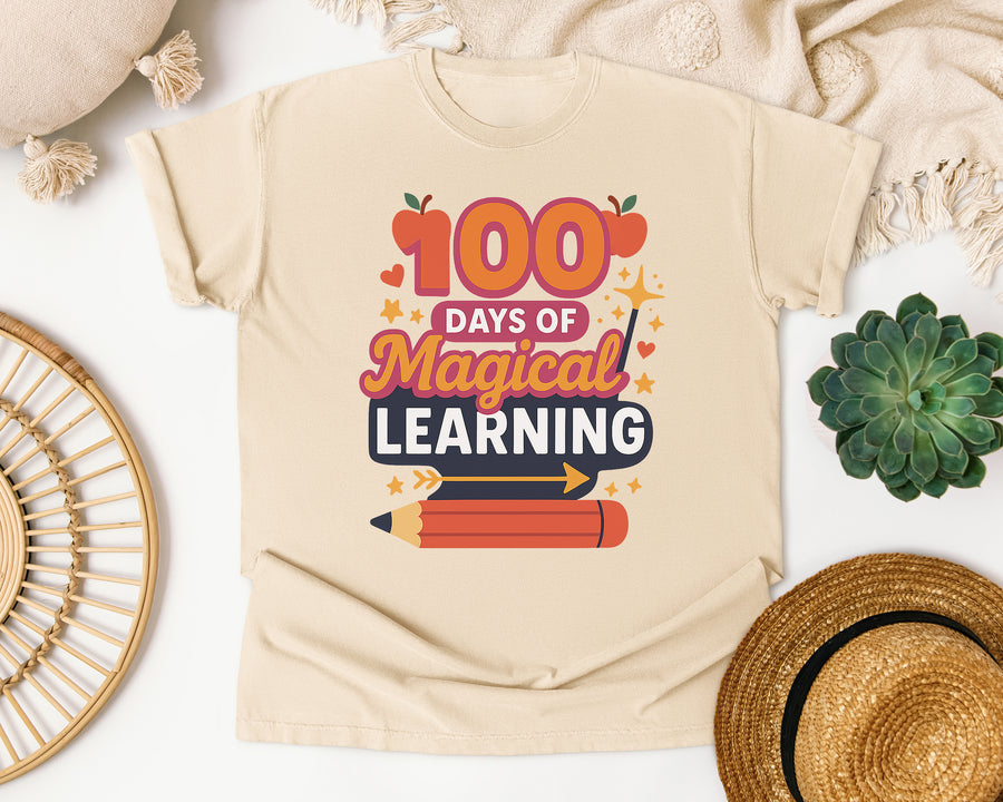 100 Days Of Magical Learning graphic tee in Ivory