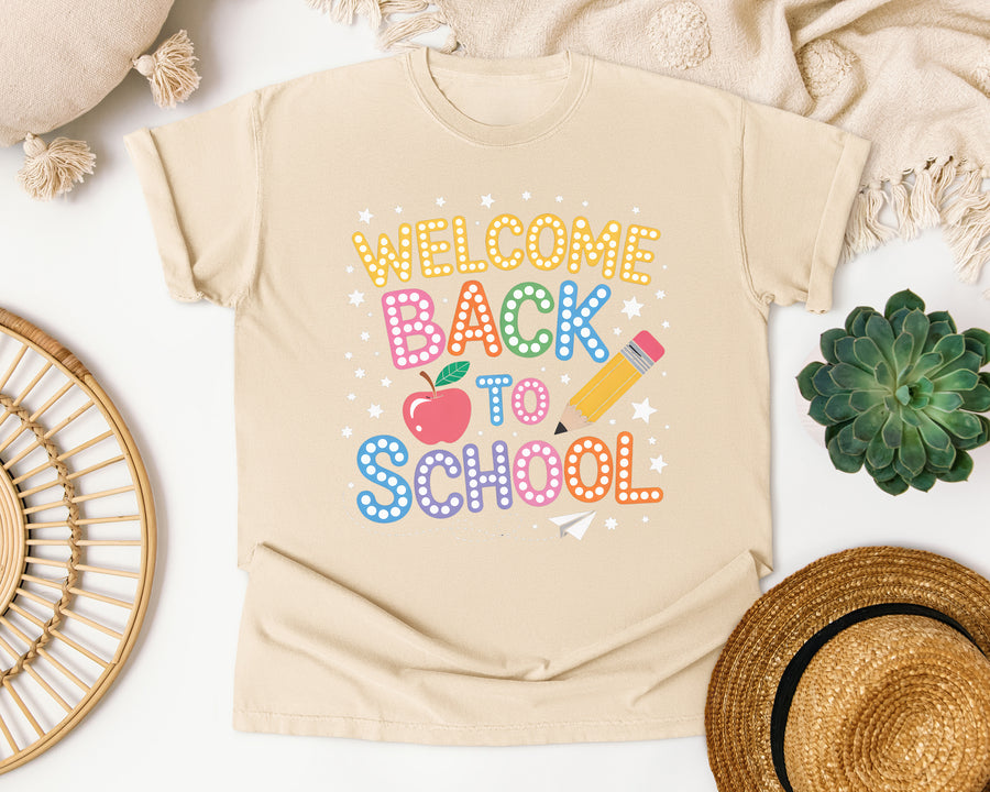 Welcome Back To School Sparkle graphic tee in Ivory