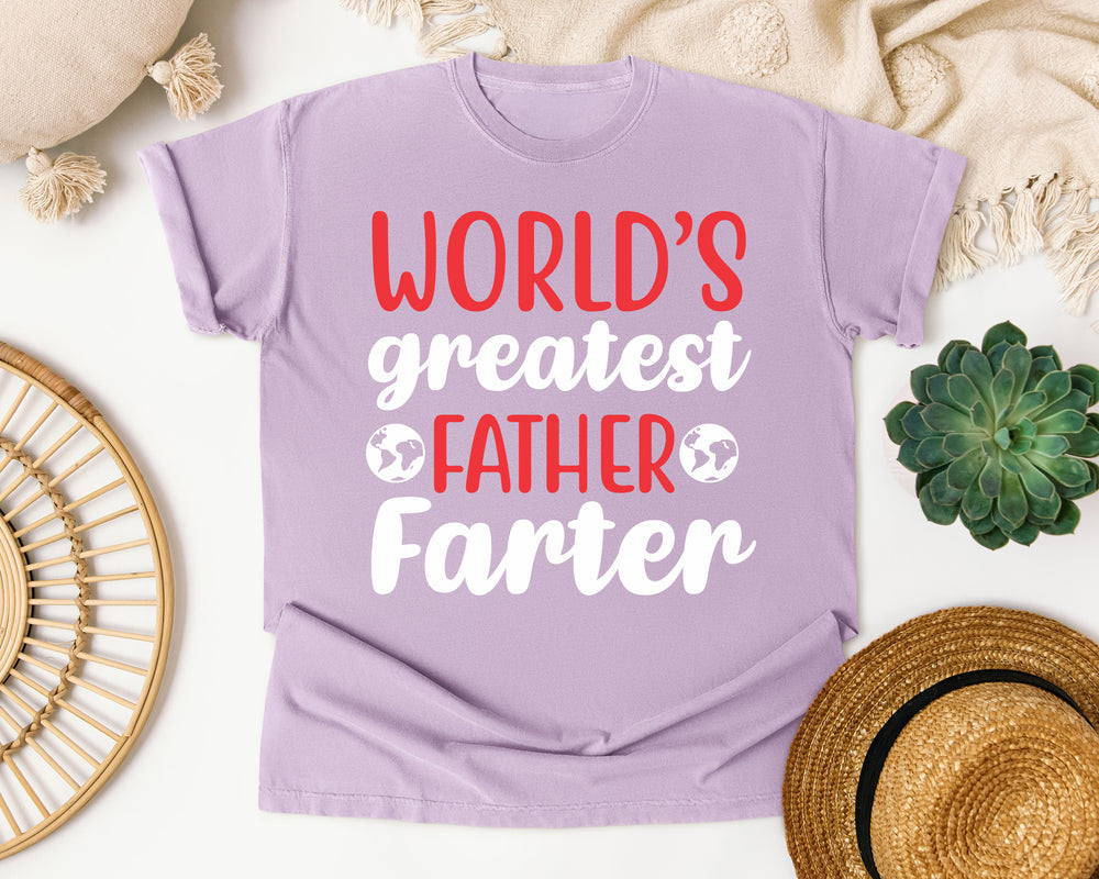 World's Greatest Father Farter White graphic tee in Orchid