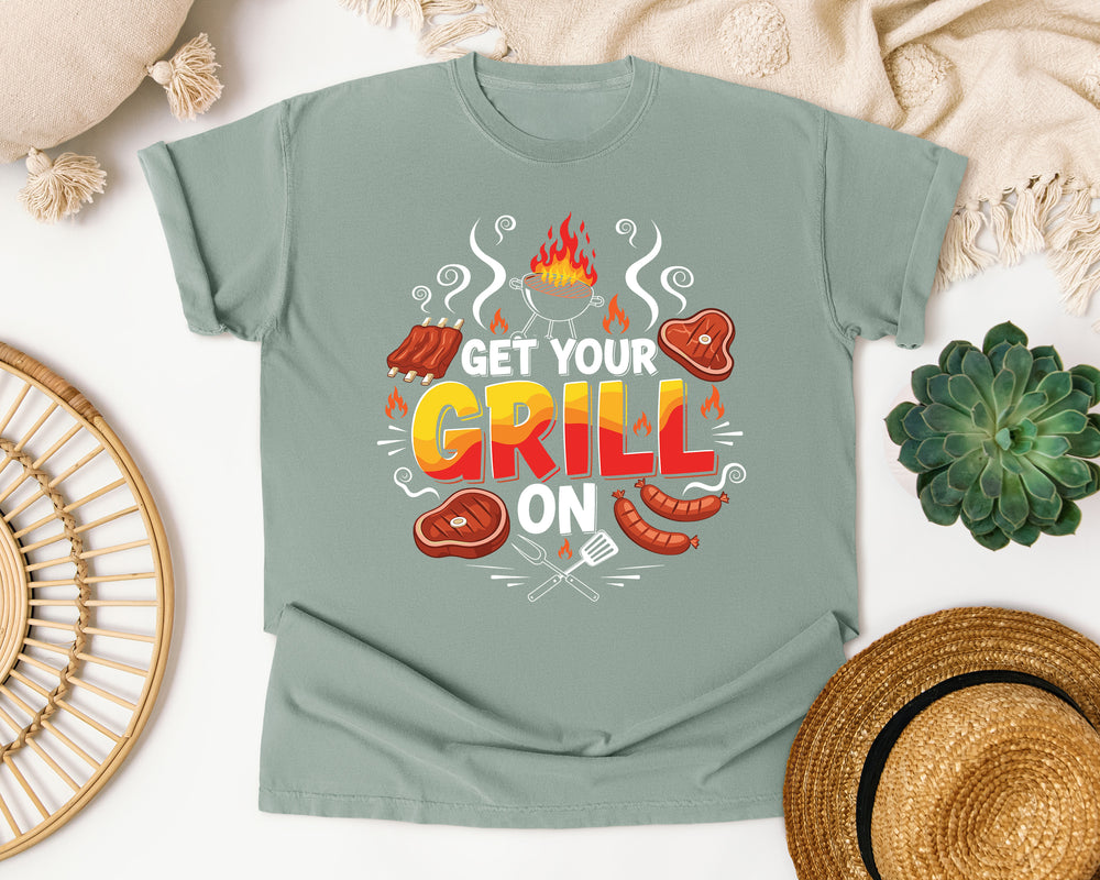Get Your Grill On BBQ graphic tee in Bay Comfort Colors 1717