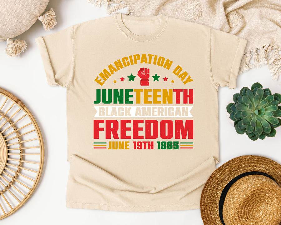 Emancipation Day Juneteenth 1865 graphic tee in Ivory Comfort Colors 1717
