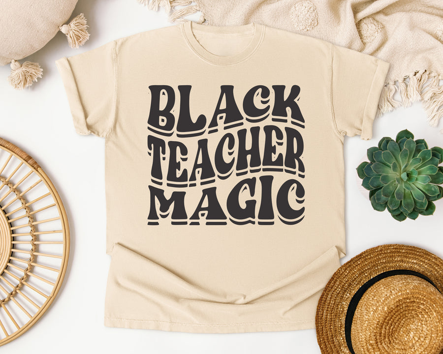 Black Teacher Magic in Ivory Comfort Colors 1717 tee