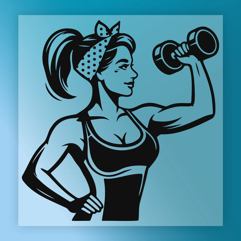 Empowered Woman with Dumbbell - Ready to Press - InkMerge DTF Transfer