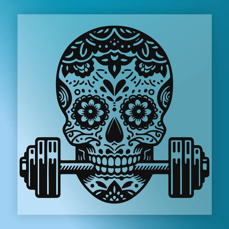 Sugar Skull Barbell Design - Heat Press Ready - InkMerge DTF Transfer