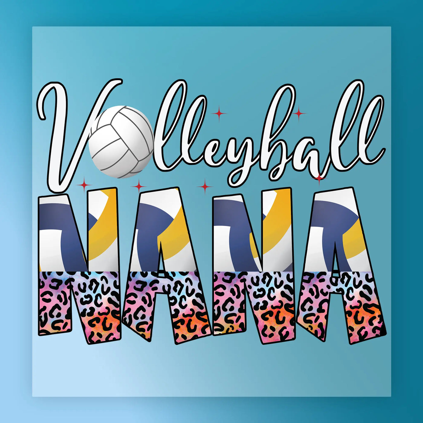 a volleyball and the word "NANA" in a stylized, colorful design.