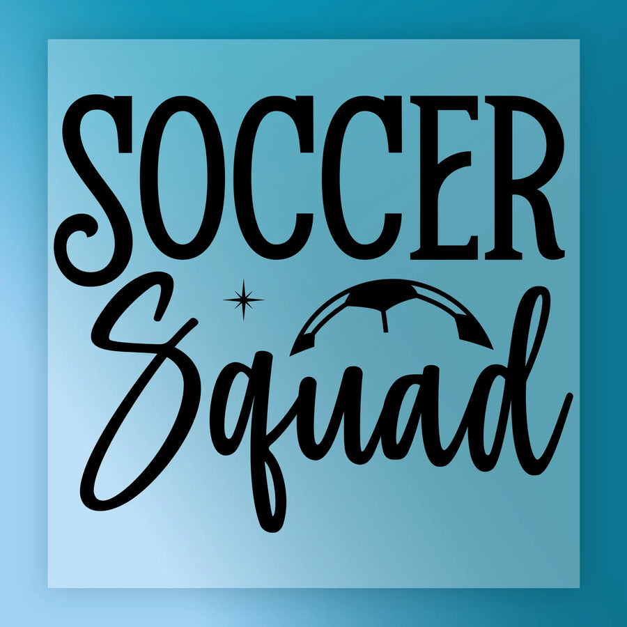 a logo for a soccer squad, with the text "SOCCER SQUAD" prominently displayed.
