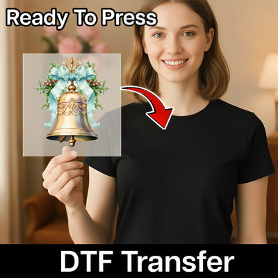 Vintage Christmas Bell with Holly - Ready to Press - InkMerge DTF Transfer