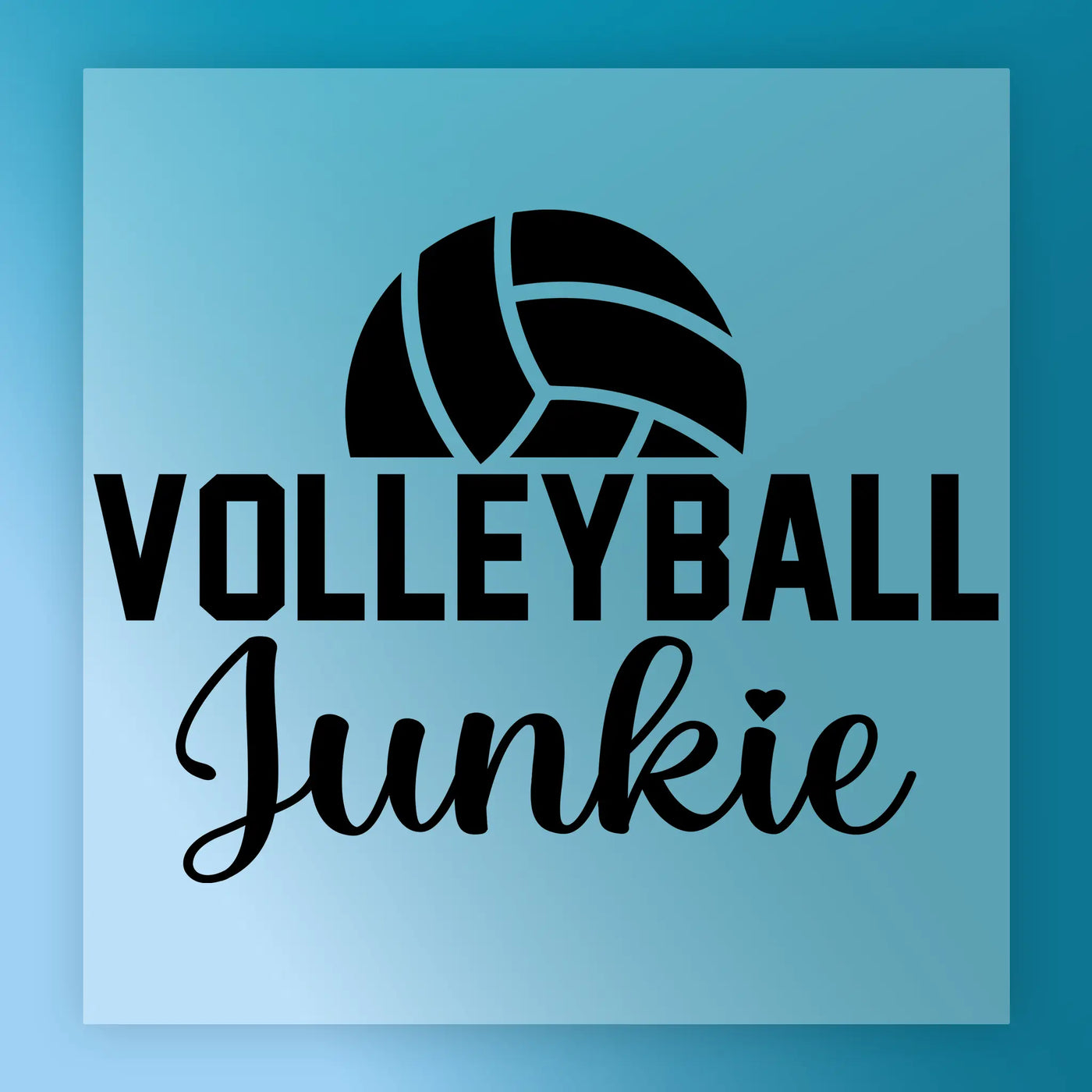 a volleyball and the text "Volleyball Junkie" in a blue background.