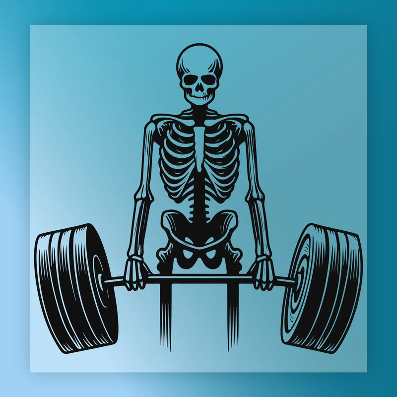 Skeleton Lifting Barbell Design - Ready to Press - InkMerge DTF Transfer