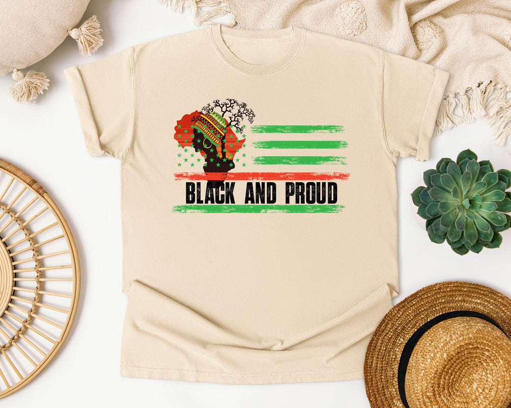 Black And Proud Africa graphic tee in Ivory Comfort Colors 1717