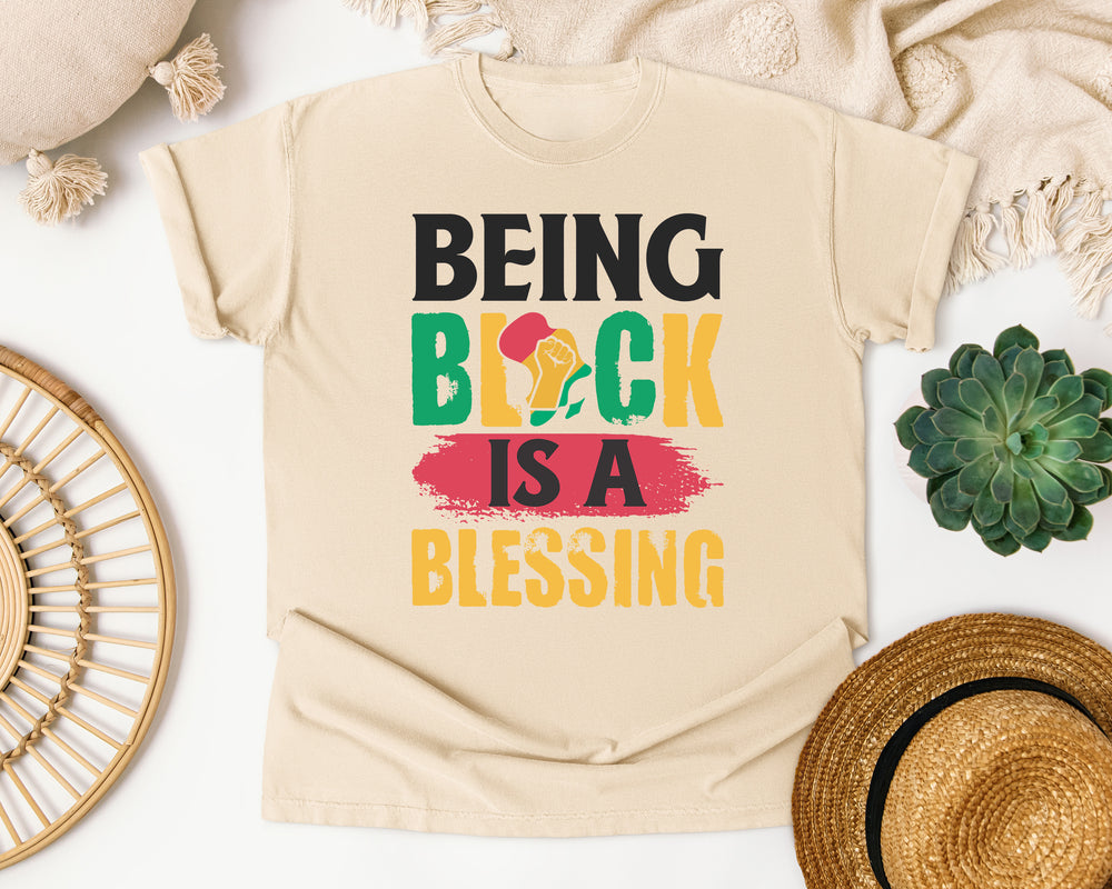 Being Black Is A Blessing graphic tee in Ivory Comfort Colors 1717