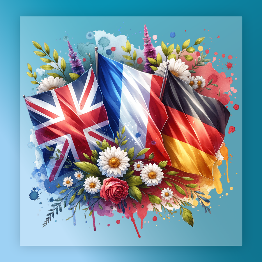 European Unity Floral Flags DTF Transfer - InkMerge Heat Press Design
