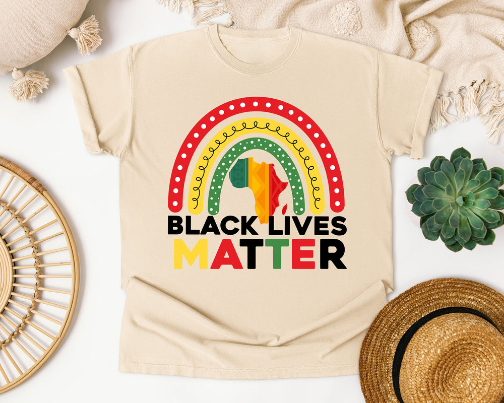 Black Lives Matter Rainbow graphic tee in Ivory Comfort Colors 1717