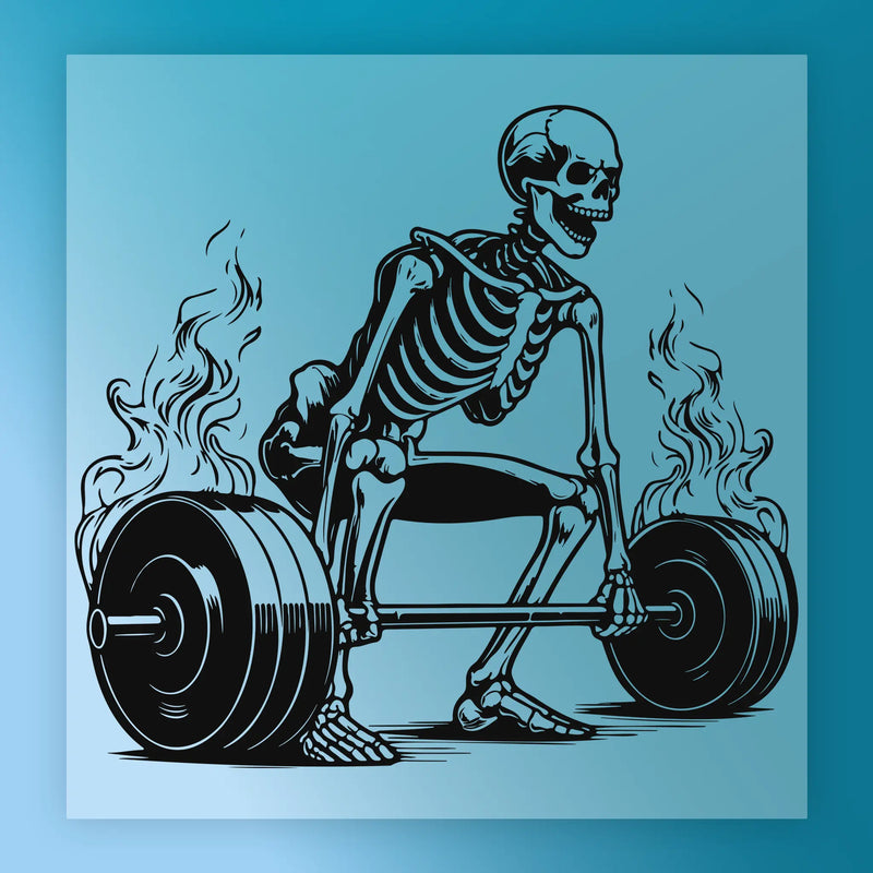 Skeleton Deadlift Flames Design - Ready to Press - InkMerge DTF Transfer