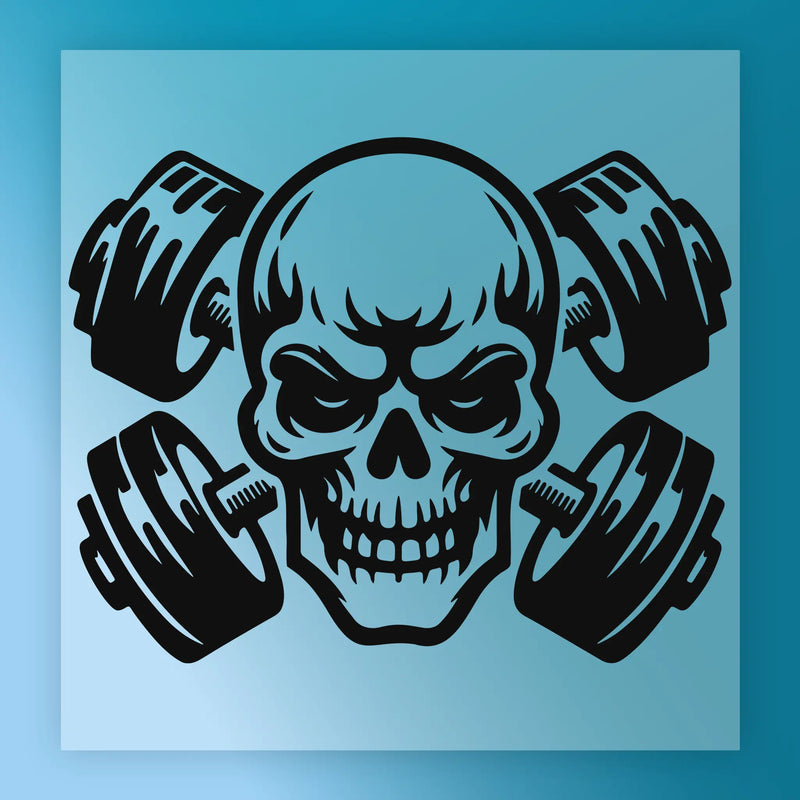 Skull Dumbbell Design - Ready to Press - InkMerge DTF Transfer
