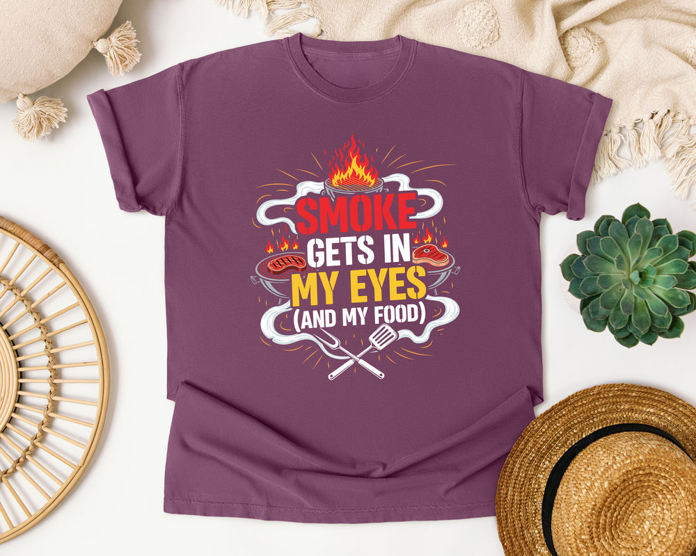Smoke Gets In My Eyes Grill graphic tee in Berry Comfort Colors 1717