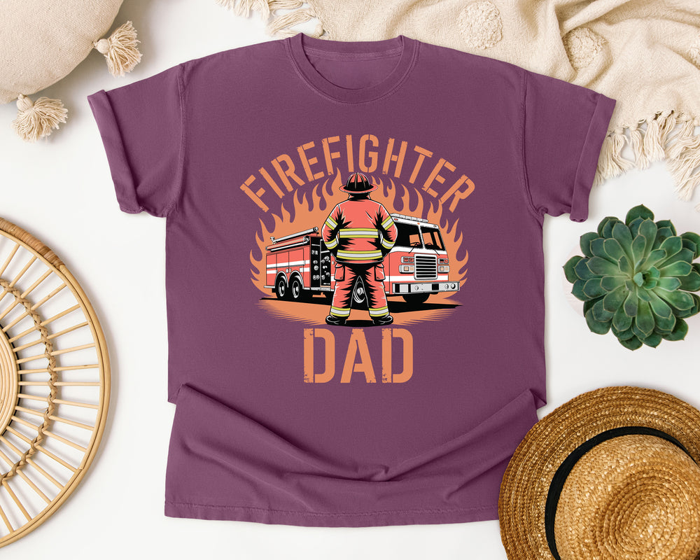 Firefighter Dad graphic tee in Berry Comfort Colors 1717