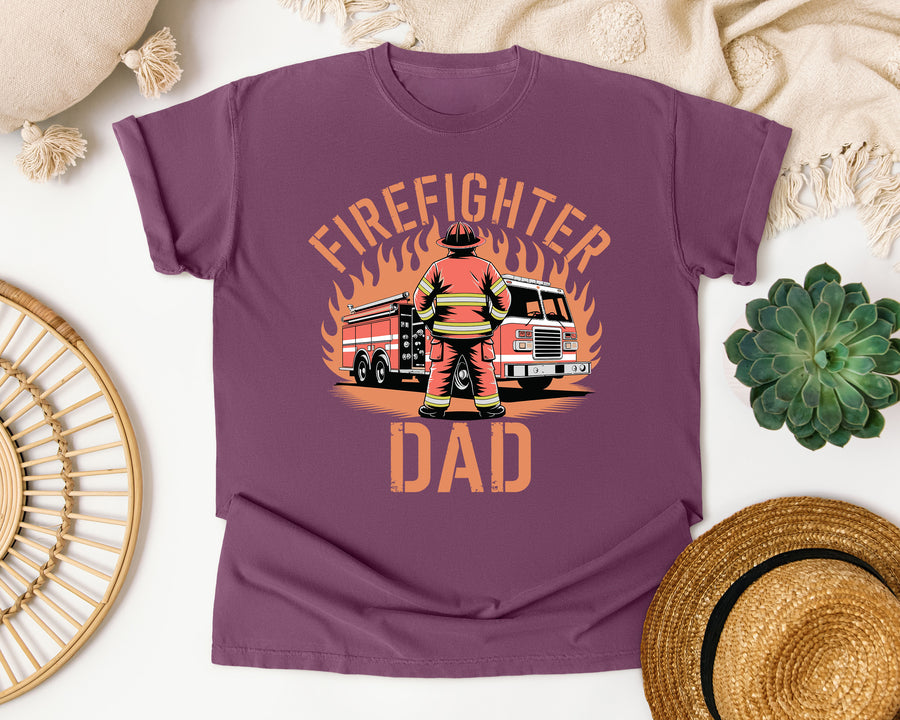Firefighter Dad graphic tee in Berry Comfort Colors 1717