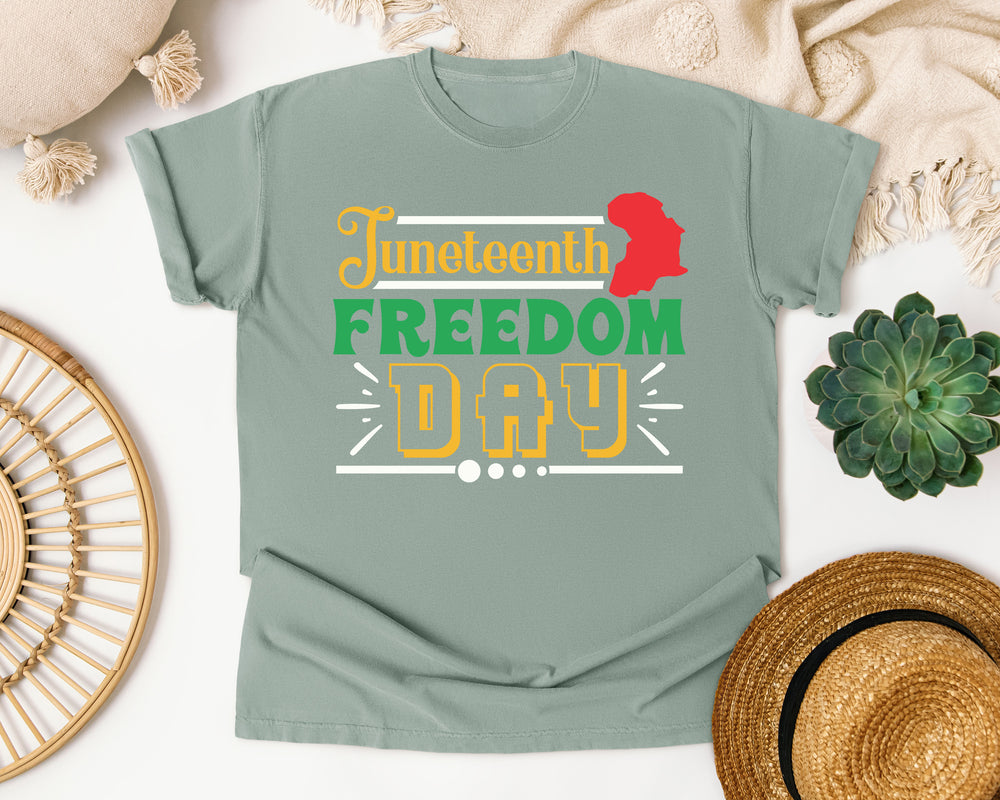 Juneteenth Freedom Day Africa Map graphic tee in Bay Comfort Colors 1717