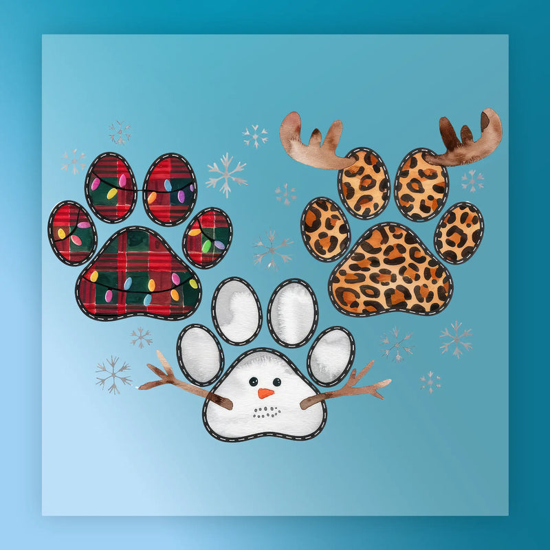 Festive Paw Print Christmas Design - Ready to Press - InkMerge DTF Transfer