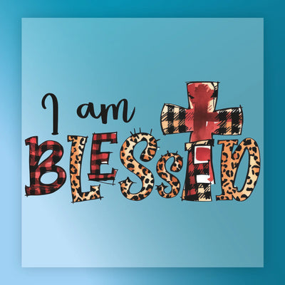 I Am Blessed Plaid Leopard Cross - Ready to Press - InkMerge DTF Transfer