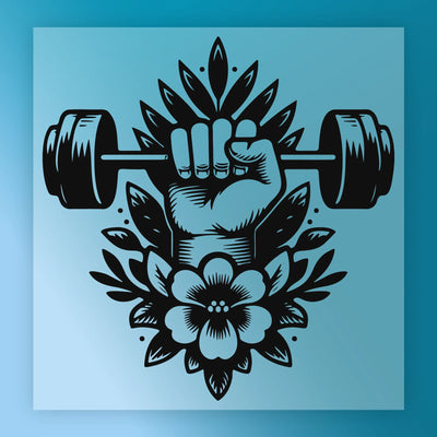 Strength and Growth Floral Dumbbell Design - Ready to Press - InkMerge DTF Transfer