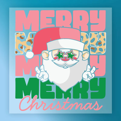 Merry Christmas Santa with Leopard Print - Ready to Press - InkMerge DTF Transfer