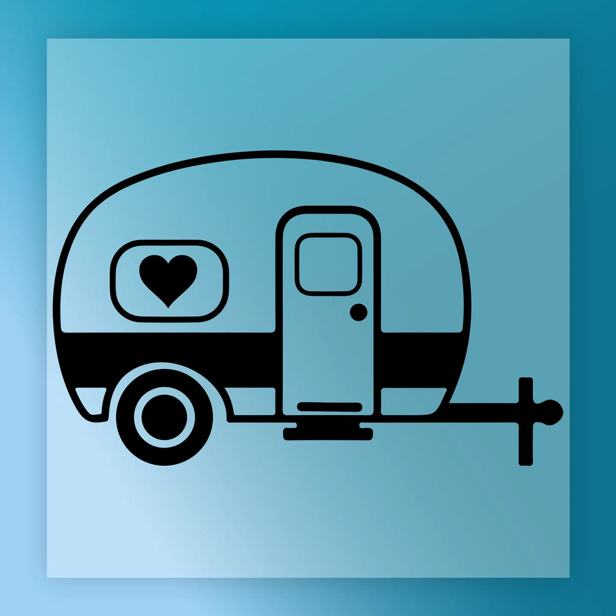 Minimalist Camper Trailer with Heart DTF Transfer - InkMerge Heat Press Design