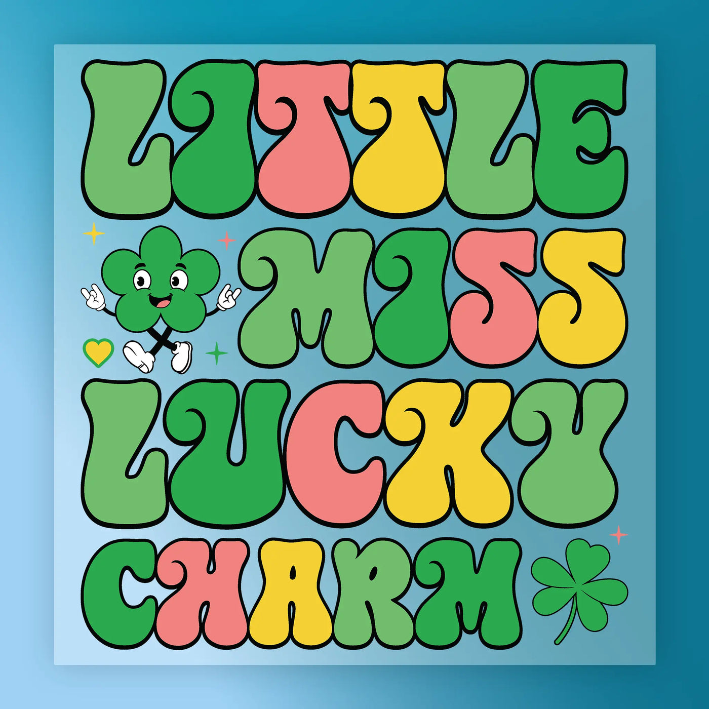 Little Miss Lucky Charm Clover DTF Transfer - InkMerge Heat Press Design