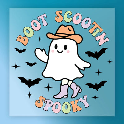 Boot Scootn Spooky Cowboy Ghost Design - Ready to Press - InkMerge DTF Transfer
