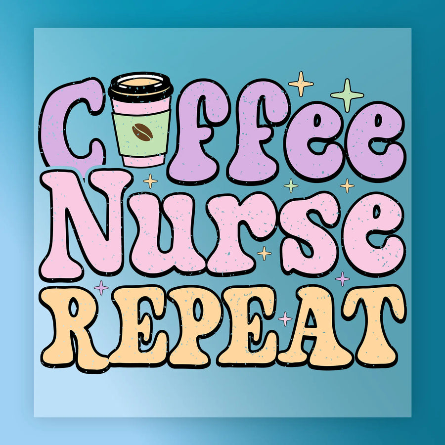 Coffee Nurse Repeat Design DTF Transfer - InkMerge Heat Press Design
