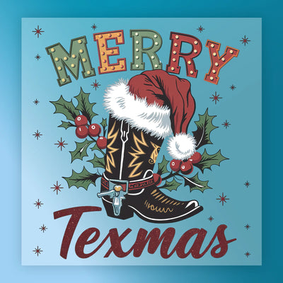 Merry Texmas Cowboy Boot Design - Ready to Press - InkMerge DTF Transfer