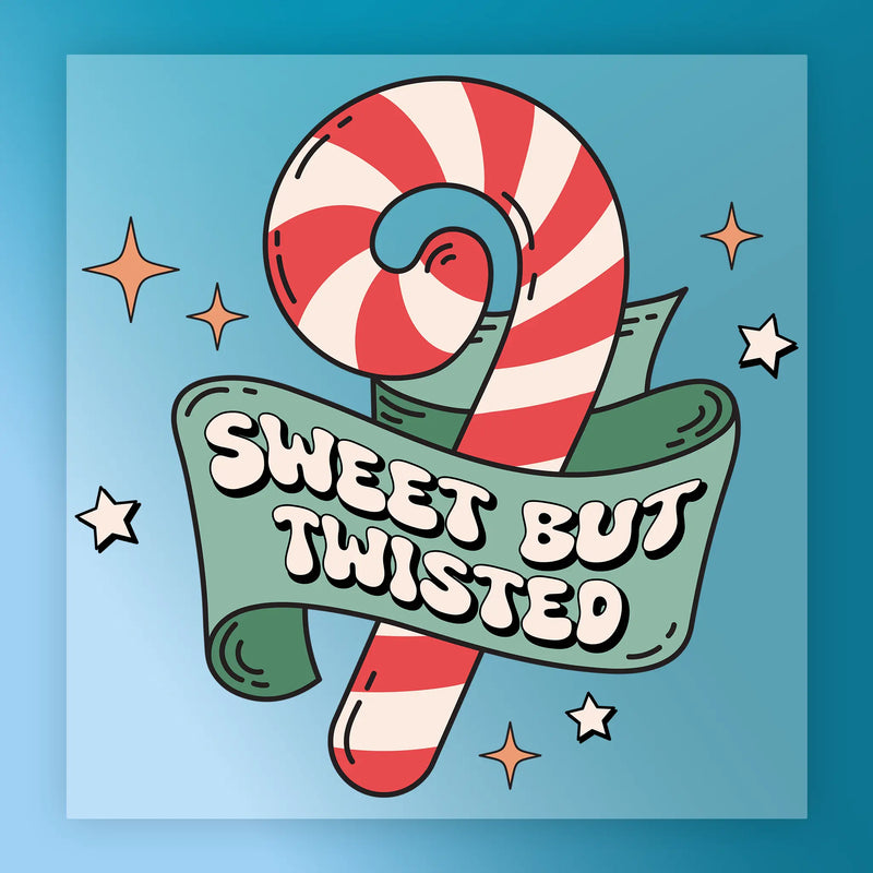 Sweet But Twisted Candy Cane Design - Ready to Press - InkMerge DTF Transfer