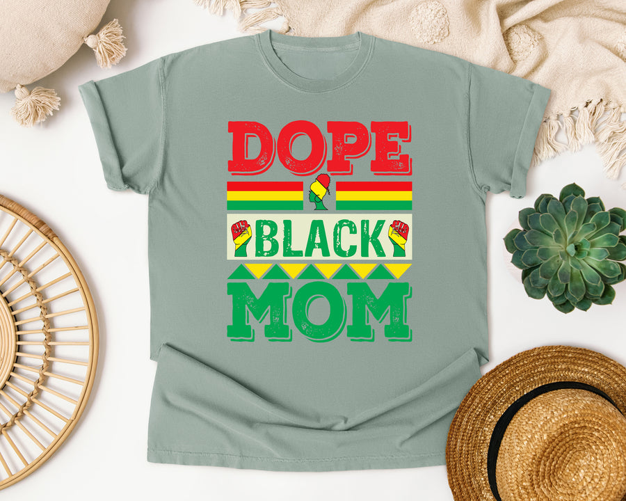 Dope Black Mom Silhouette graphic tee in Bay Comfort Colors 1717