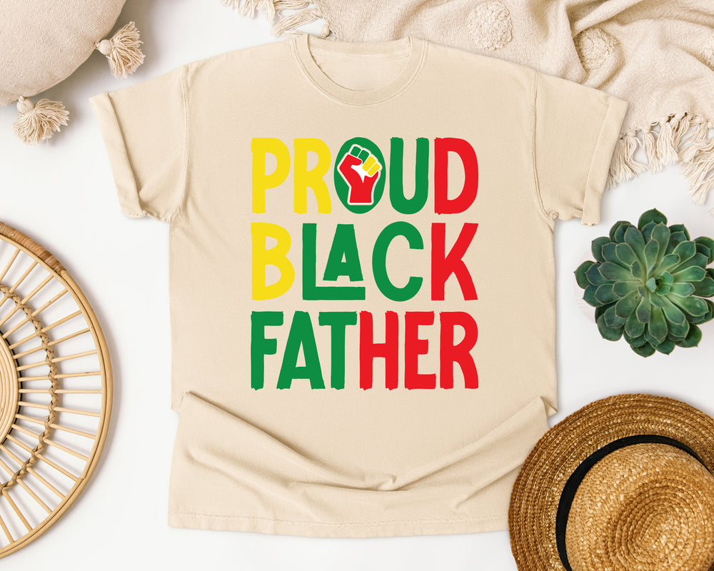 Proud Black Father graphic tee in Ivory Comfort Colors 1717