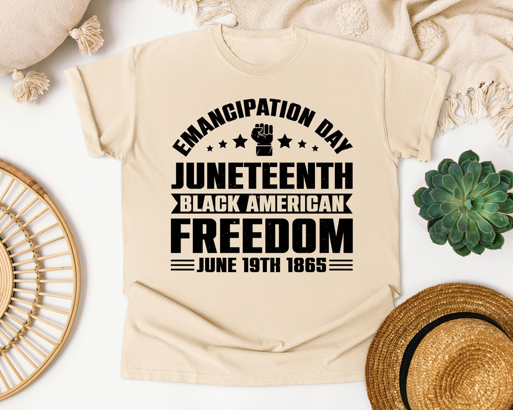 Emancipation Day Juneteenth Classic Black graphic tee in Ivory Comfort Colors 1717