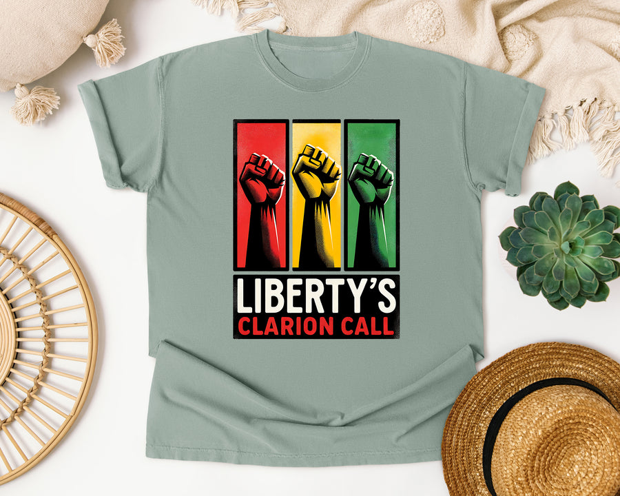 Liberty's Clarion Call graphic tee in Bay Comfort Colors 1717