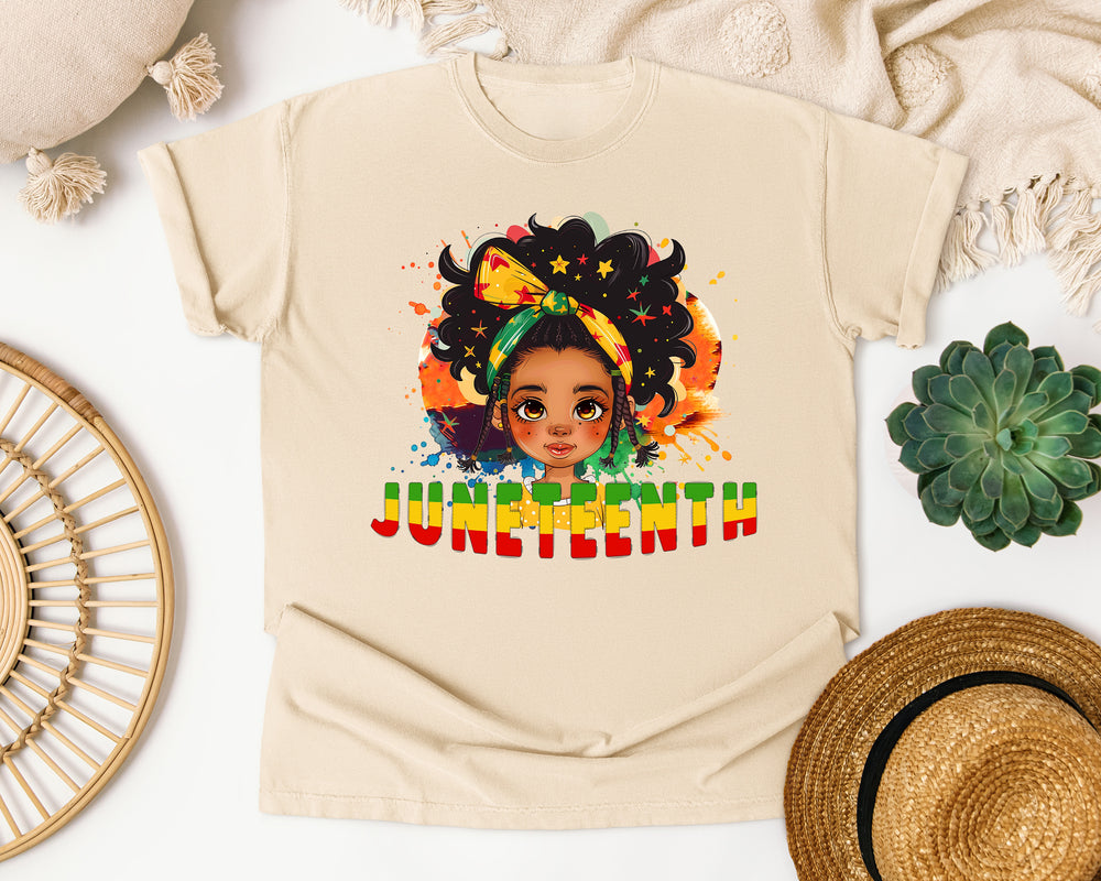 Juneteenth Cartoon Girl graphic tee in Ivory Comfort Colors 1717