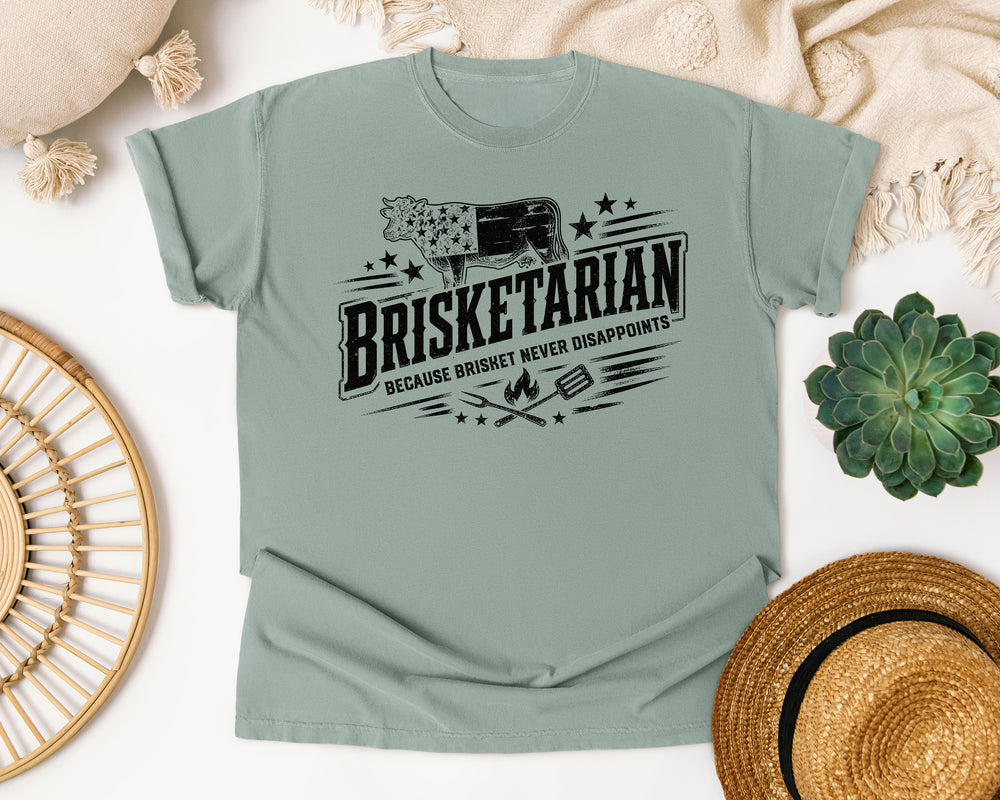 Brisketarian Patriotic Cow graphic tee in Bay Comfort Colors 1717