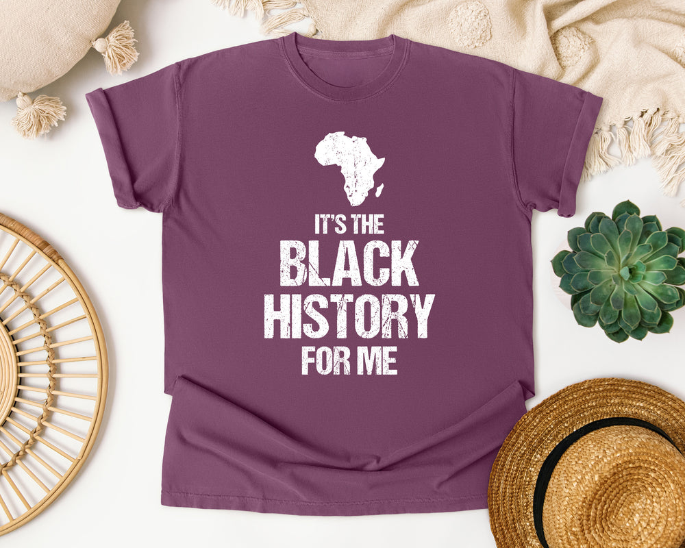 Black History For Me White Ink graphic tee in Berry Comfort Colors 1717