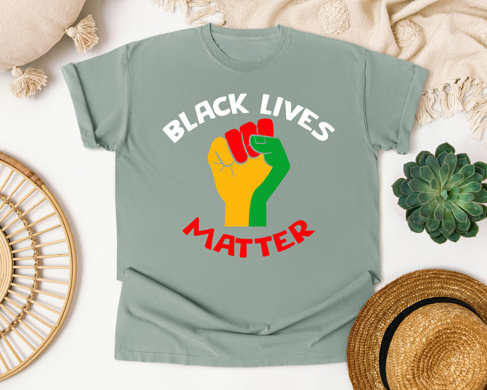 Black Lives Matter Raised Fist graphic tee in Bay Comfort Colors 1717