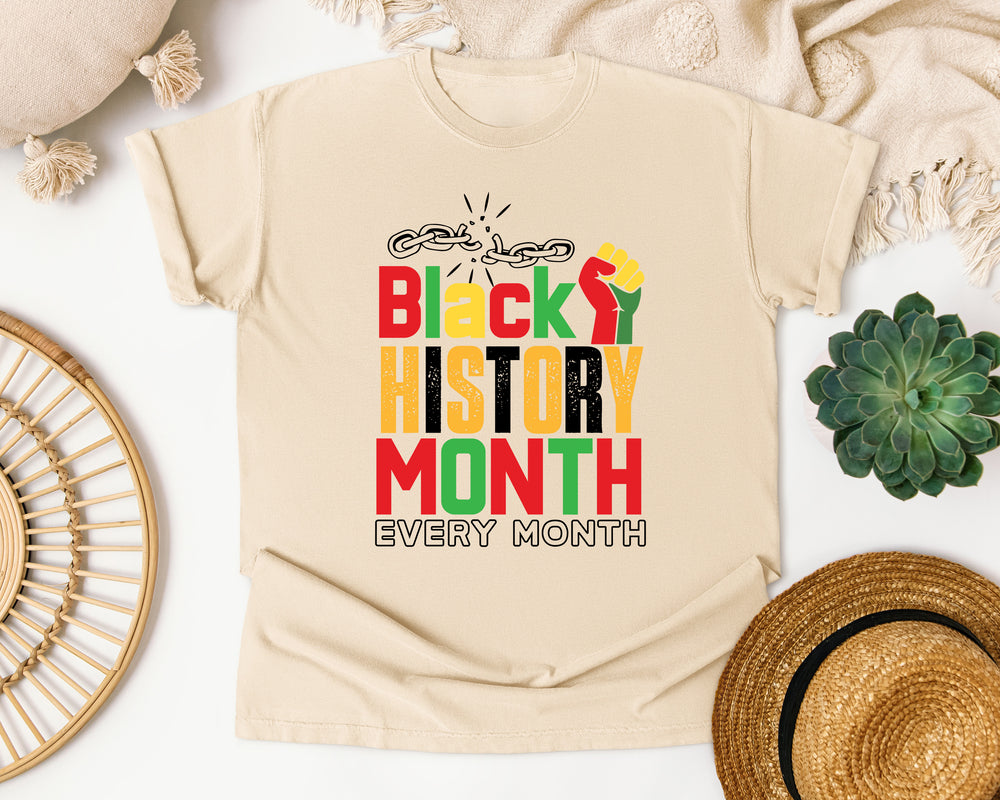 Black History Every Month graphic tee in Ivory Comfort Colors 1717