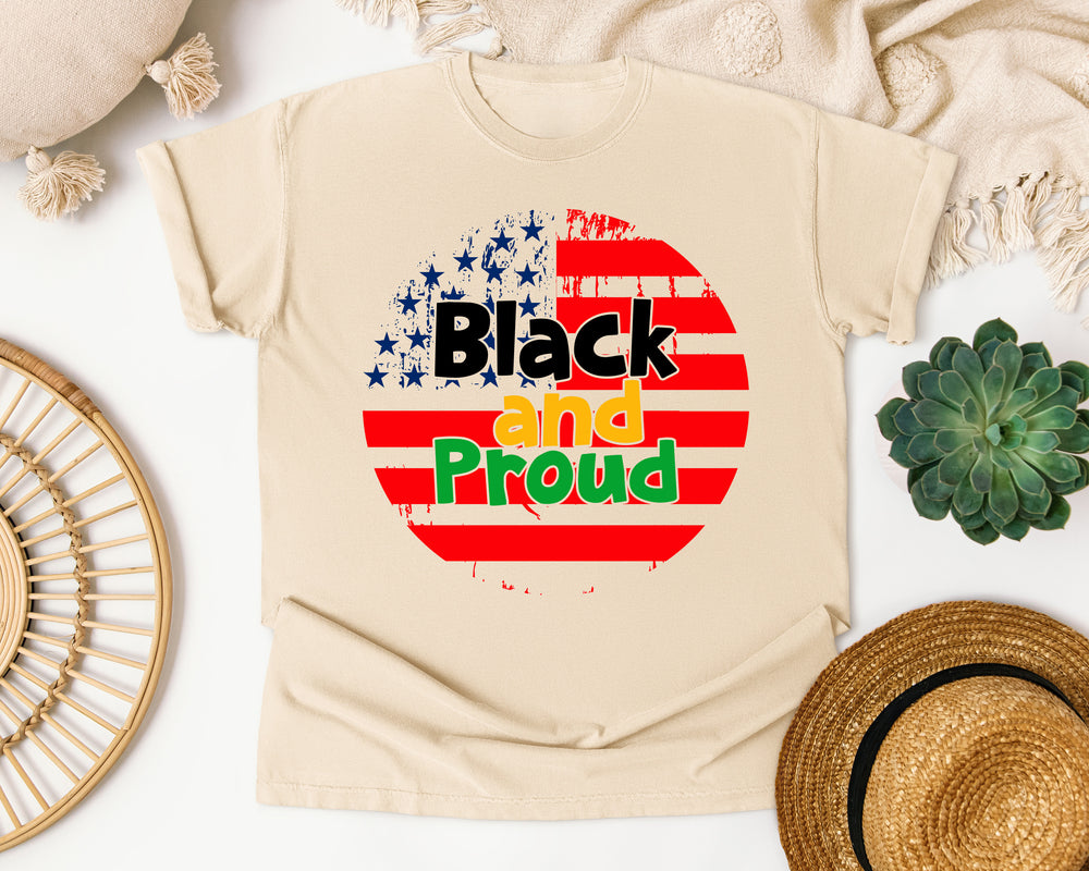 Black And Proud Flag graphic tee in Ivory Comfort Colors 1717