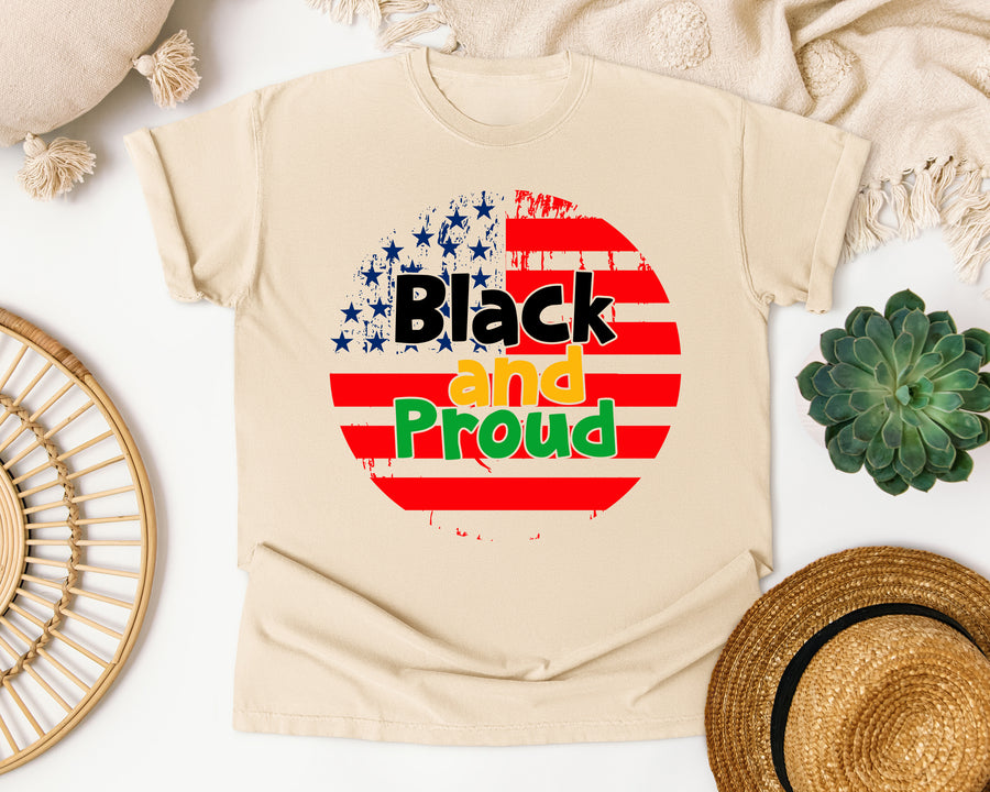 Black And Proud Flag graphic tee in Ivory Comfort Colors 1717