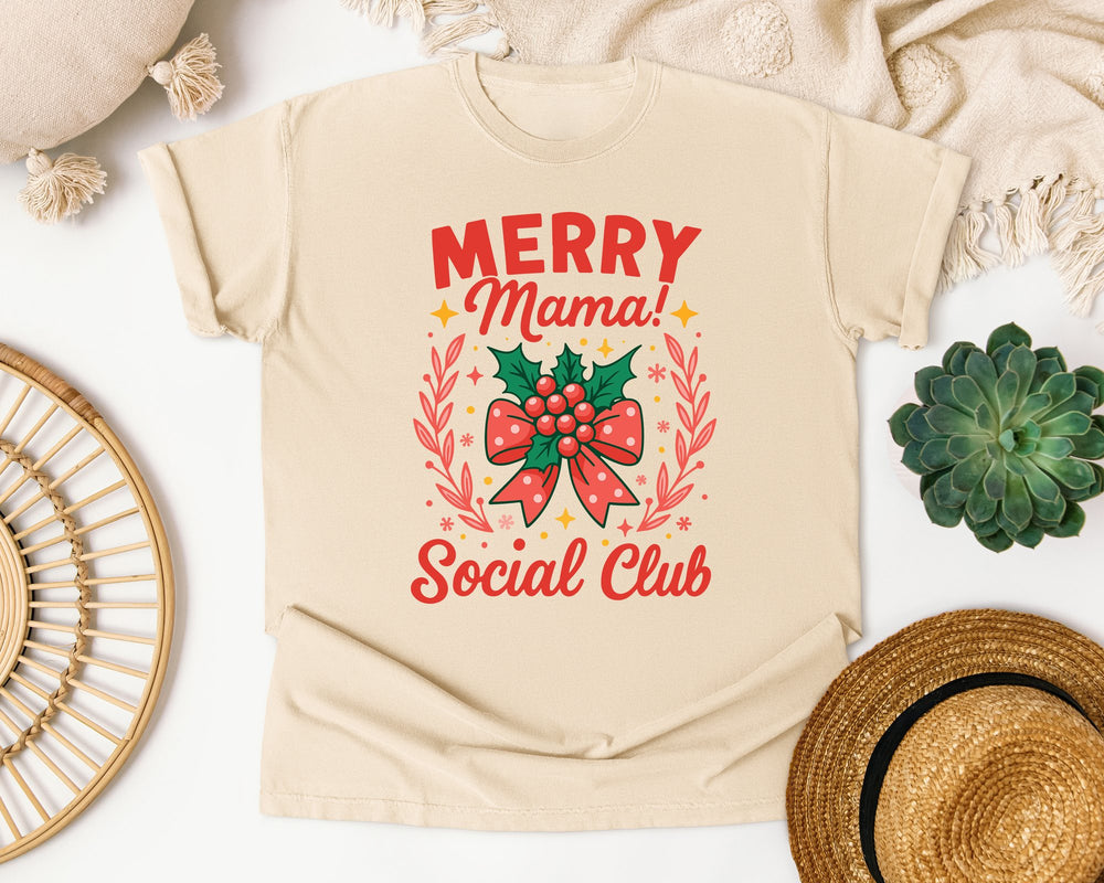 Merry Mama Social Club graphic tee in Ivory Comfort Colors 1717
