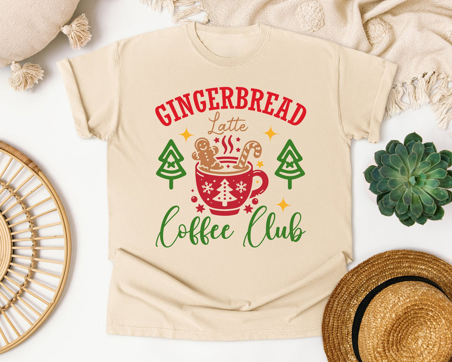 Gingerbread Latte Coffee Club graphic tee in Ivory Comfort Colors 1717