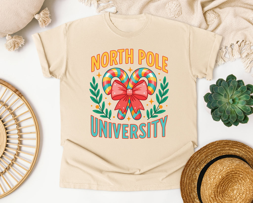 North Pole University graphic tee in Ivory Comfort Colors 1717